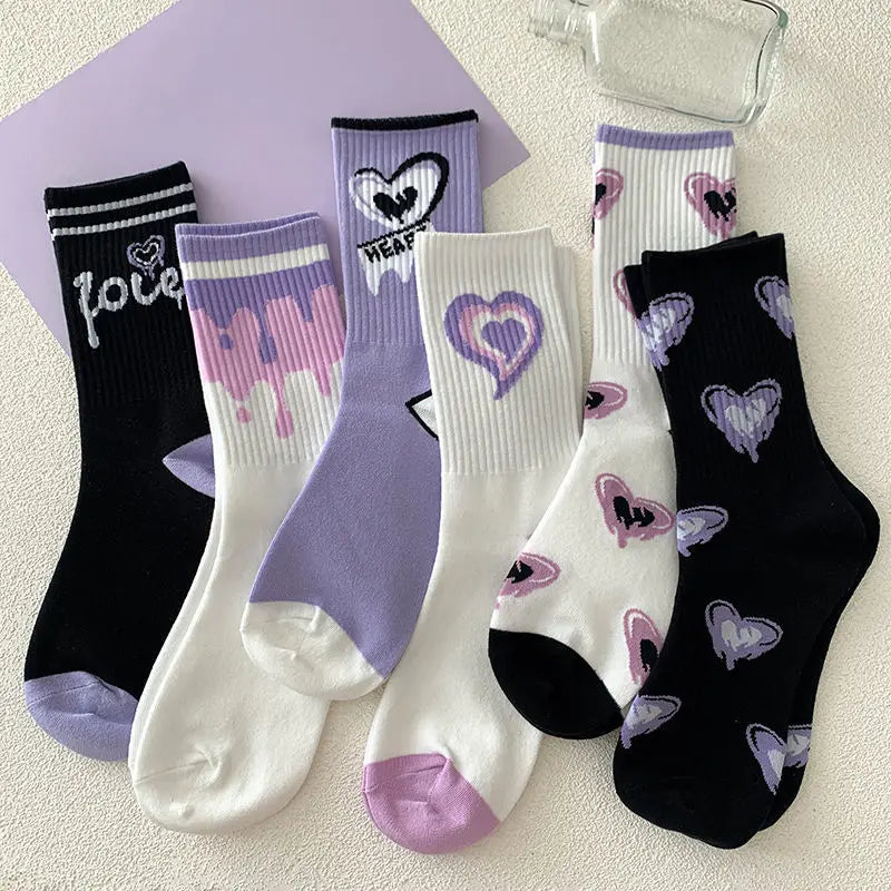 Women's Heart Embroidery Cotton Socks