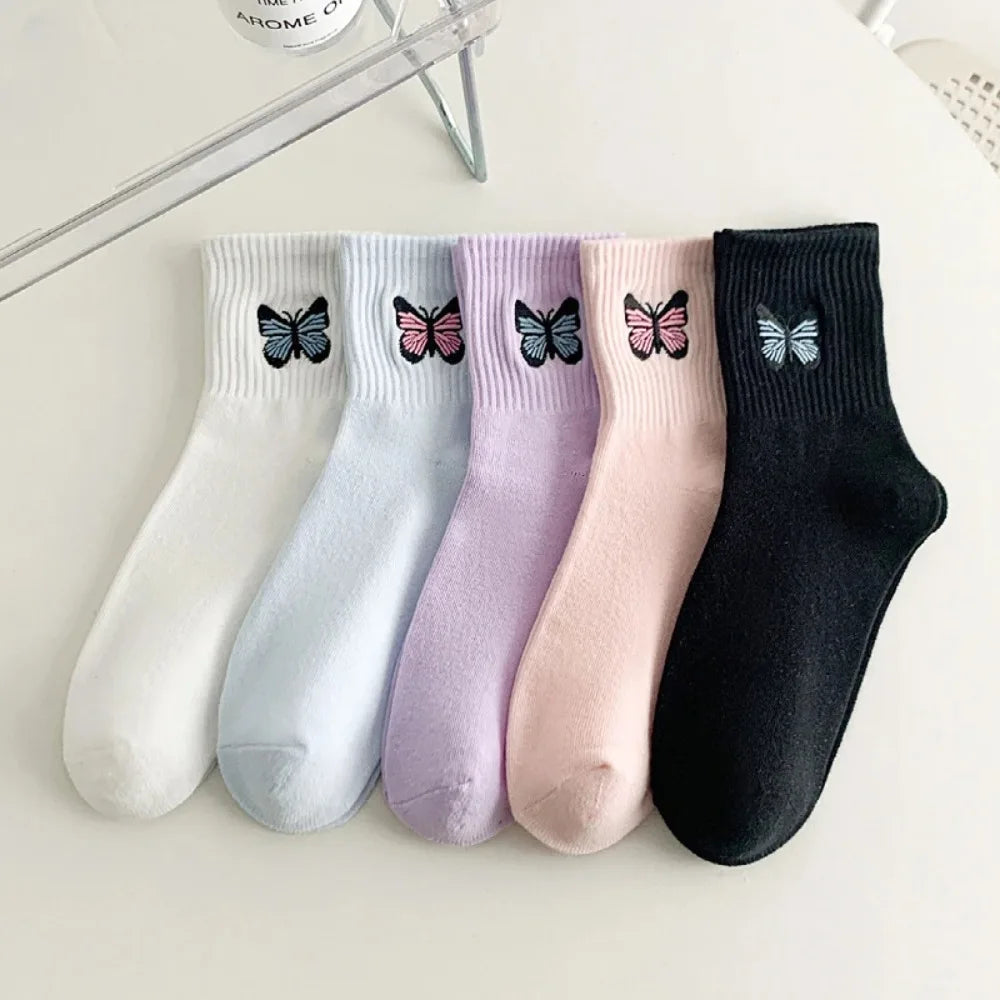 Beautiful Butterfly Embroidery Socks