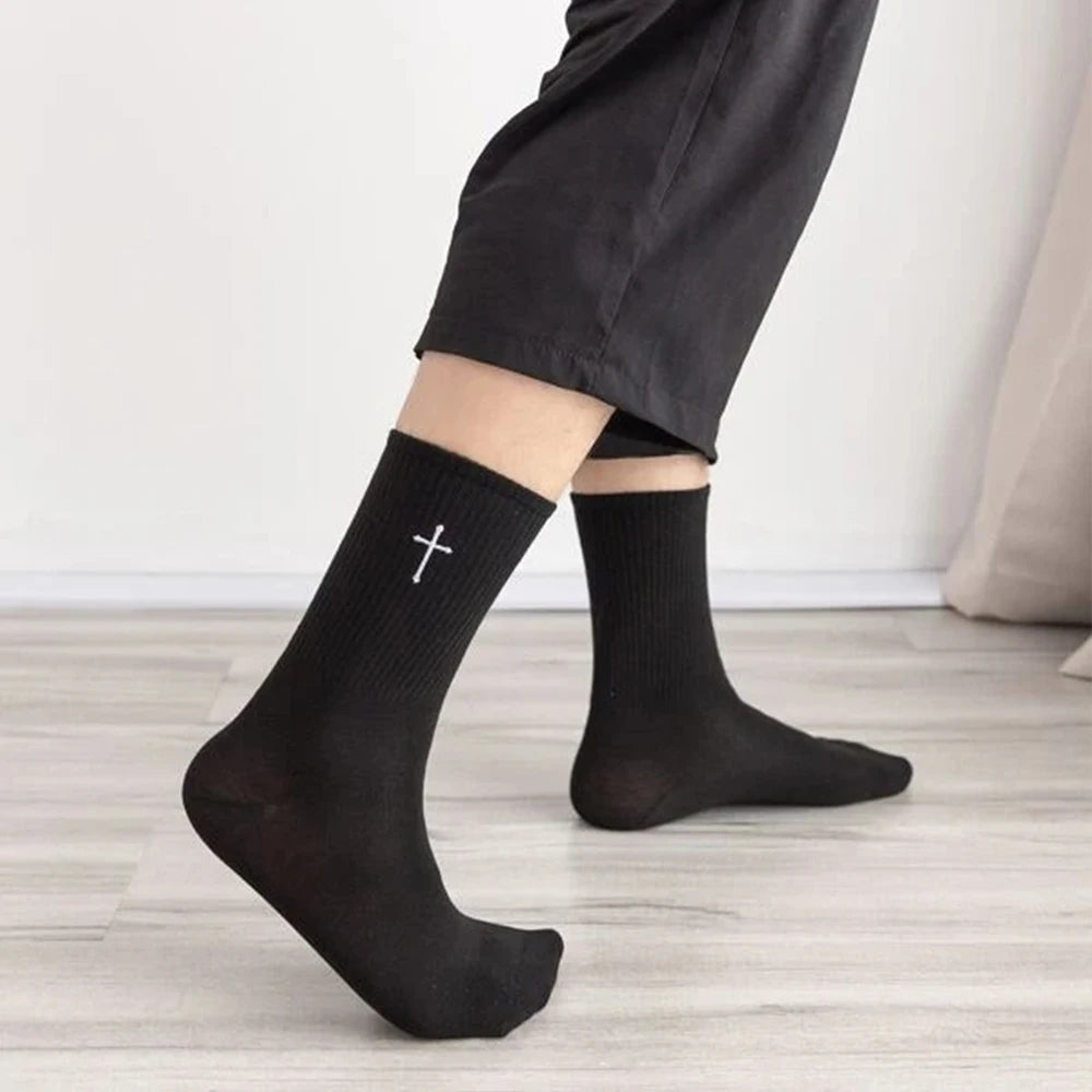 Classic Black & White Cross Socks